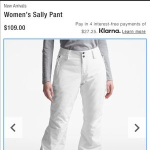 New With Tags North Face Sally Snow Pants